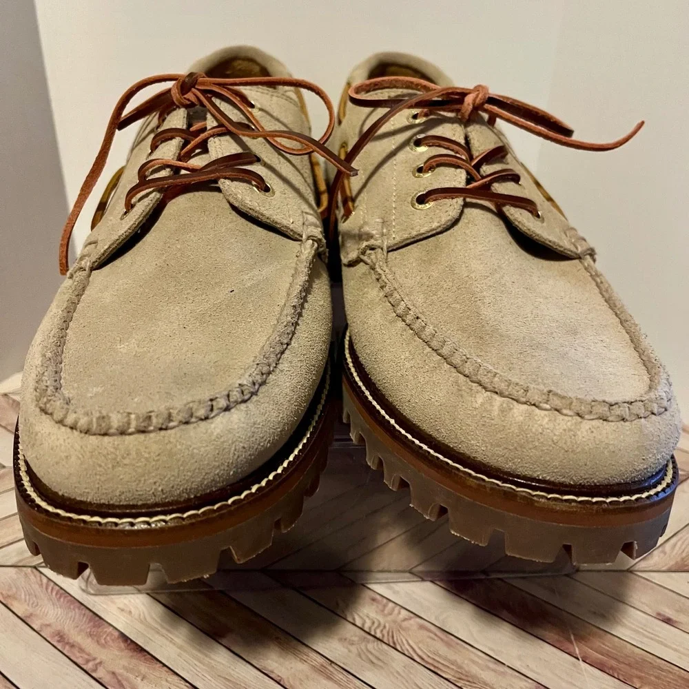 G H Bass Ranger Camp Moc Boat Shoe Men 13 EE Sand Suede Lug Sole Preppy BAZ4M451